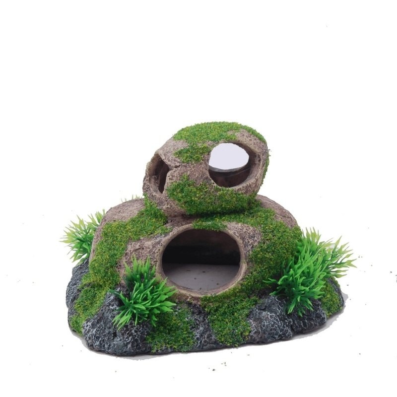 Aquatopia Double Round Rock with Moss 17 x 14 x 10cm