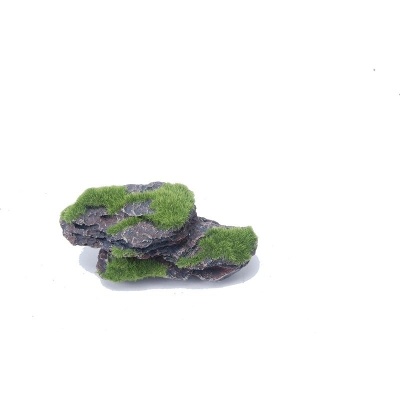 Aquatopia Flat Rock with Moss 15 x 8 x 5cm