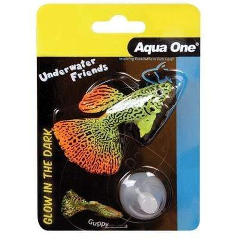 Aqua One Underwater Friends Guppy Fish Float Glow In Dark