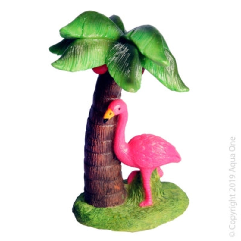 Aqua One Flamingo With Palm Tree 7.5 x 8 x 12cm