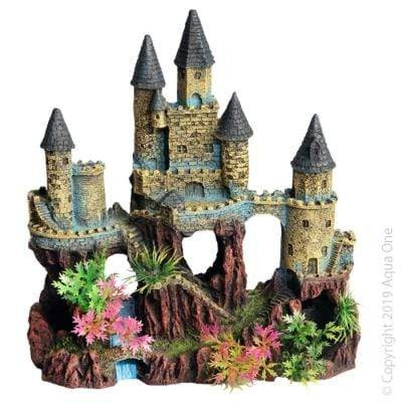Aqua One Castle with River & Plants 22 x 12 x 23.5cm