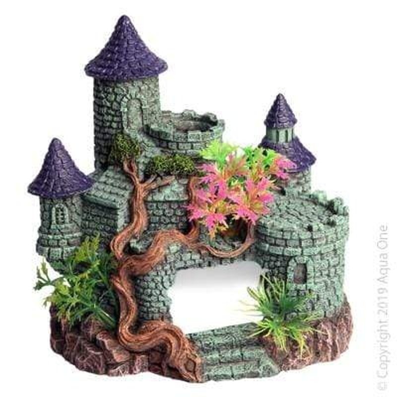 Aqua One Castle with Tree & Plants 15 x 12 x 15.5cm