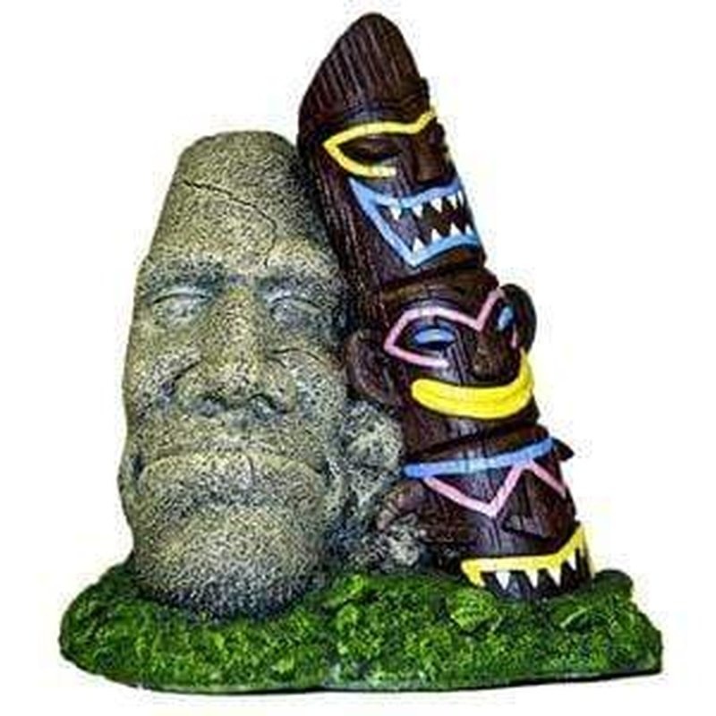 Tiki with Stone Statue 15 x 13cm