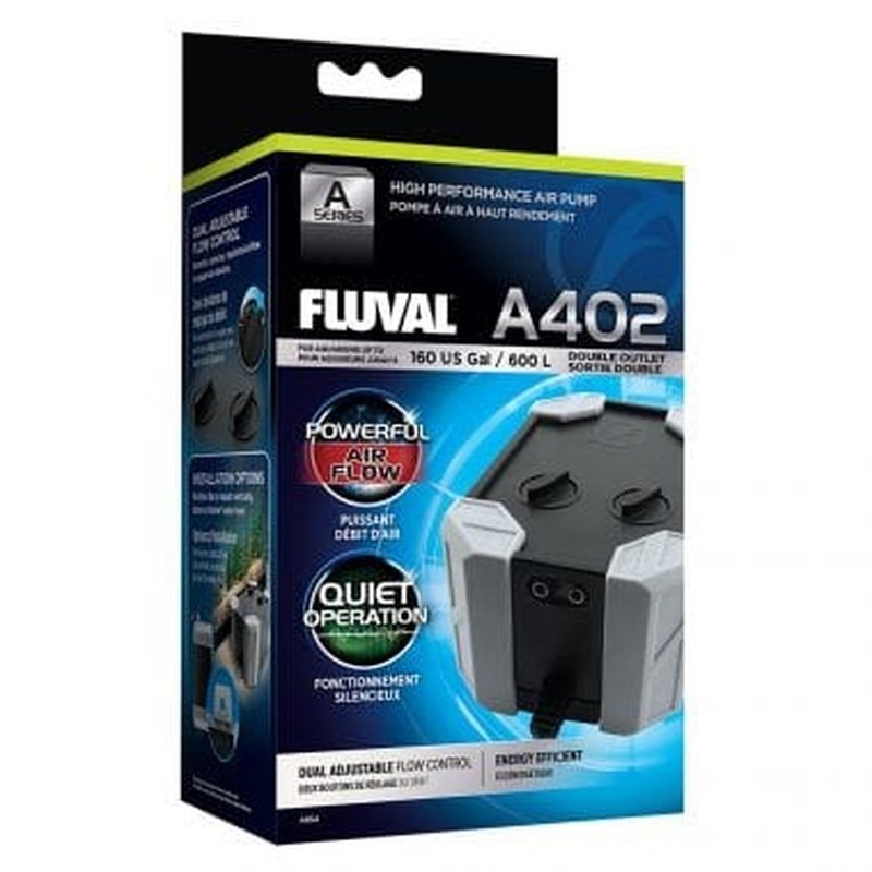 Fluval A Series Air Pump A402 Twin Outlet (600L, 330-370L/h)