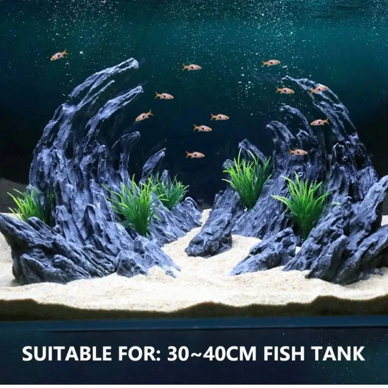 Wavy Canyon Landscaping Fish Tank Simulation Qinglong Stone ( 2pcs Set ) L(R28)
