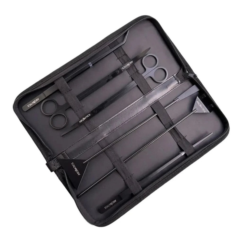 Aquascaping Tool Set ( 7pcs inc PU Leather Case ) - BLACK L(M27)