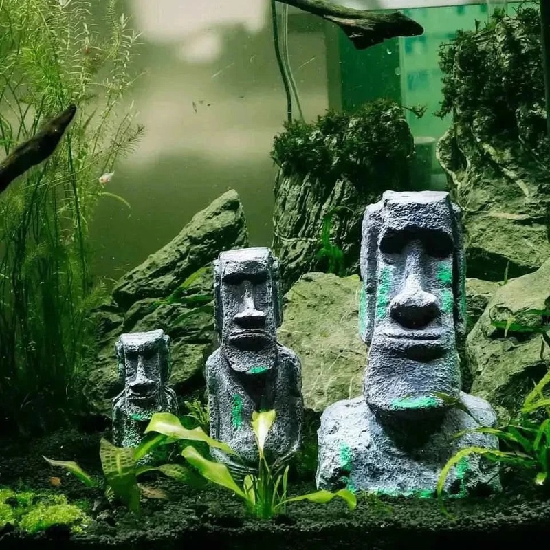 Easter Island Stone Head Aquarium Decor. L(R21)