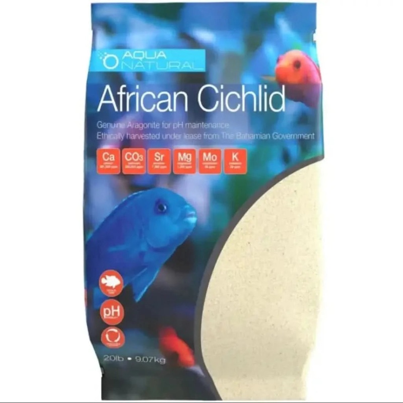 Premium Aragonite Aqua Natural African Cichlid Marine Calcium Substrate 1kg (Rebagged) L(FR14)