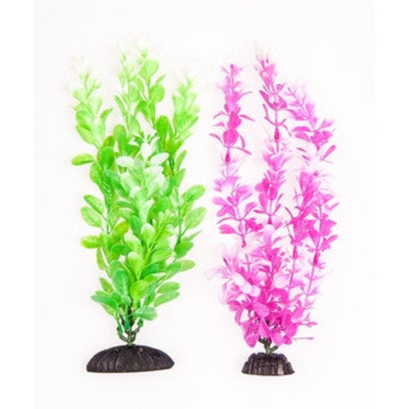 Aquatop Green & Pink Plants 10" 2 Pack