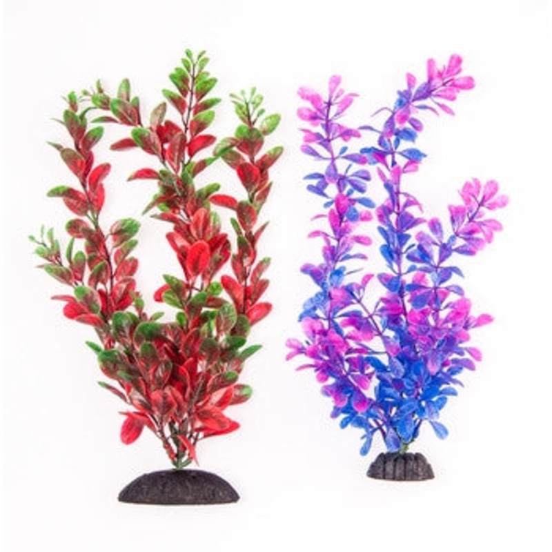 Aquatop Green/Red Plant & Purple/Pink Plant 10" 2 Pack